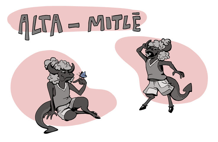 "Alta" - Digital illustration, Photoshop. Character design for a class project. 2023.