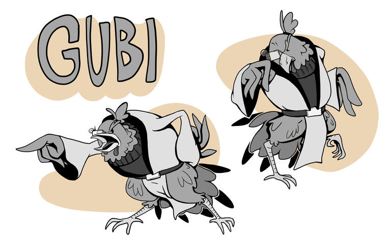 "Gubi" - Digital illustration, Photoshop. Character design for a class project. 2023.