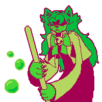 "Potionmaker" - Digital pixel illustration, Aseprite. Created for a class game project, the game "Star Guy's Toil." 2023.